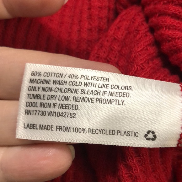 AVA & VIV Holiday Red Waffle Knit Mock Neck Balloon Sleeve Sweater, Christmas X - Picture 8 of 8